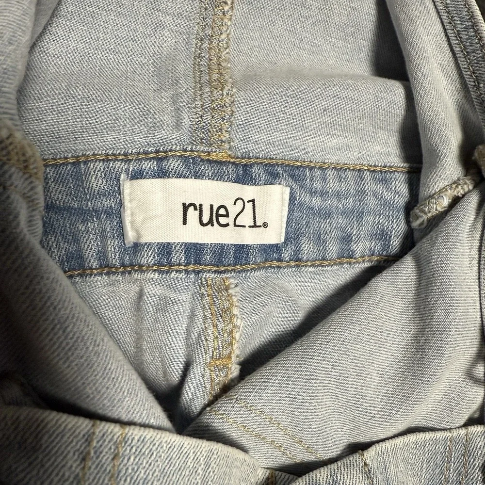Rue 21 Overalls Women's Size 9 Distressed Vanilla Star Classic Country Workwear - Picture 6 of 7